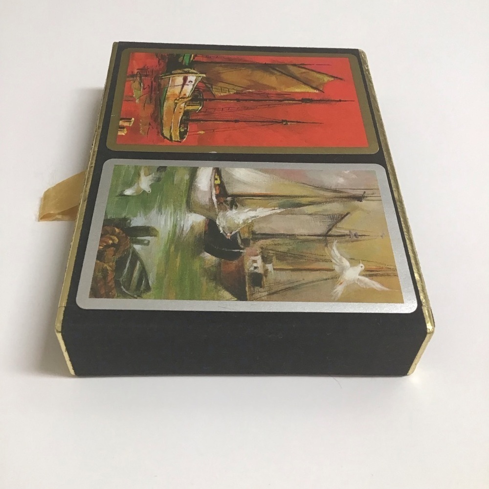 Congress Mid Century Playing Cards 2 Deck SET Sailing Ships 1 SEALED Vintage EUC - Picture 8 of 13